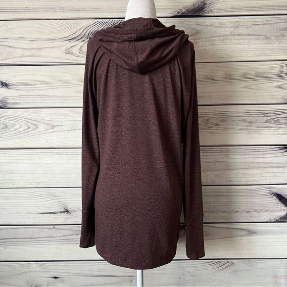 Athleta Burgundy Purple Drawstring Hooded Sweatshirt - Picture 9 of 11